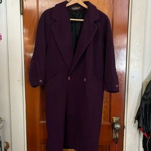 Purple wool pea coat 10 fully lined back vent petite trench jacket London Fog 🌂